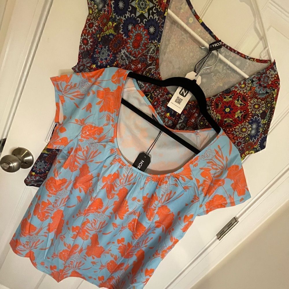 Two 2 NORACORA blouses small shirt sleeve